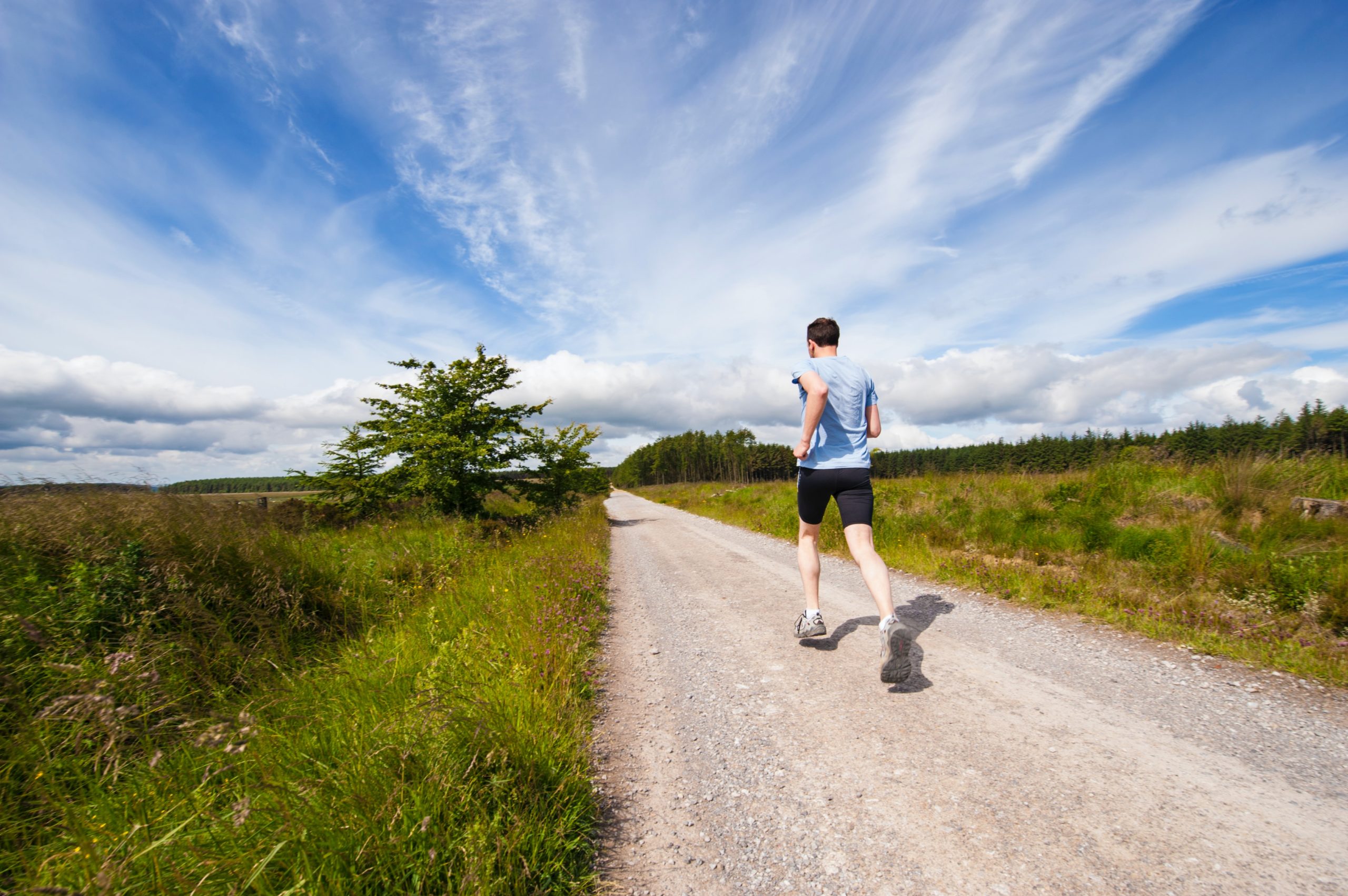 Runner on country road
